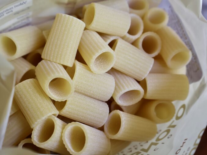 good quality pasta looks pale (rigatoni in bag)