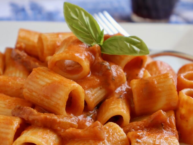 rigatoni alla vodka close up