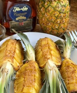4 grilled pineapple sections teaching how to grill pineapple