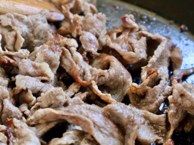thinly sliced cooked beef rags