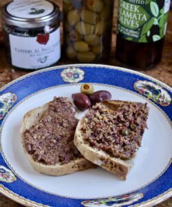 slices of bread with olive tapenade