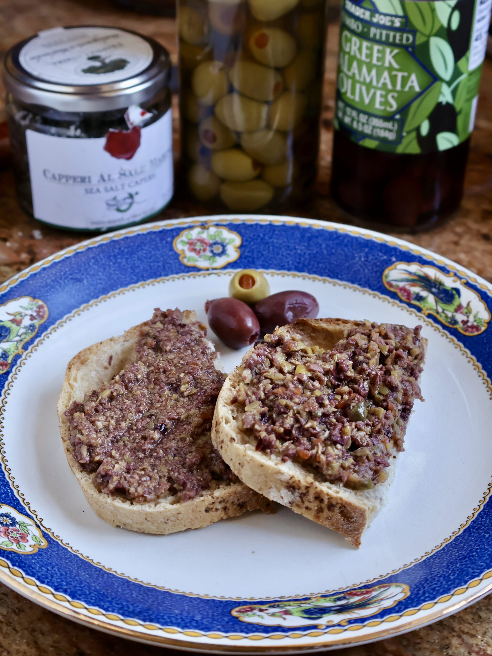 slices of bread with olive tapenade