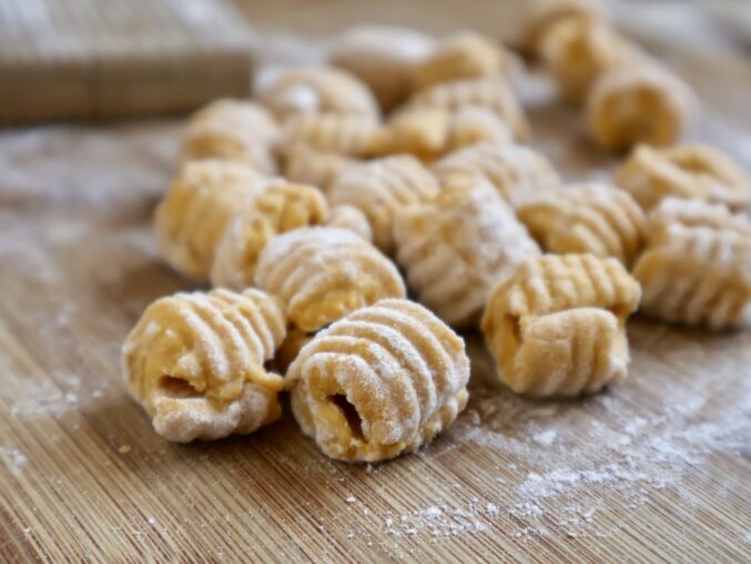 pumpkin gnocchi on countertop