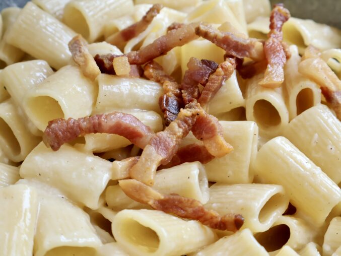 guanciale on rigatoni