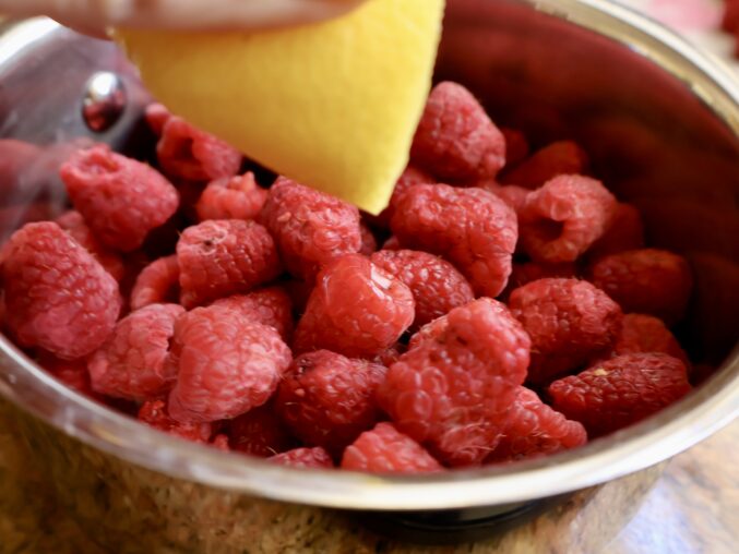 lemon juice and raspberries
