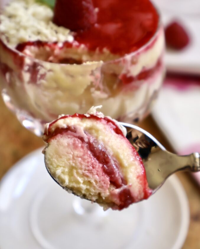 spoonful of raspberry tiramisu