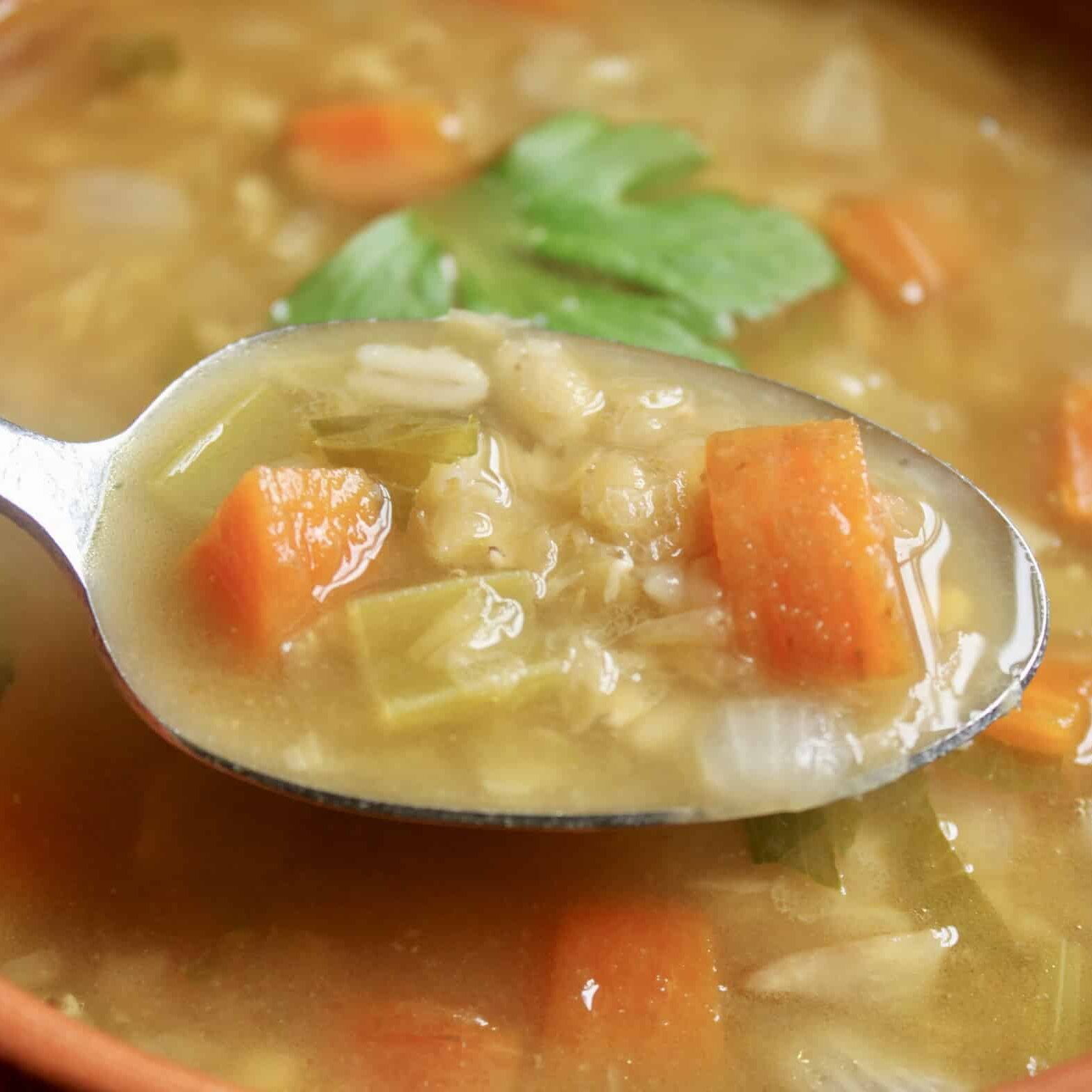 spoonful of Scottish red lentil soup