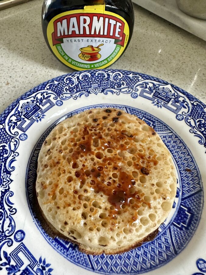 Marmite on a crumpet