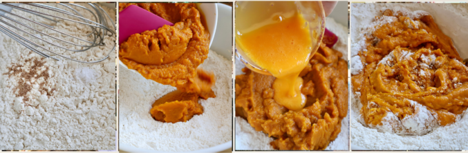first steps for making pumpkin gnocchi dough